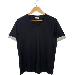 Dirk Bikkembergs Sleeve Logo V-Neck T-shirt Black men's size Medium